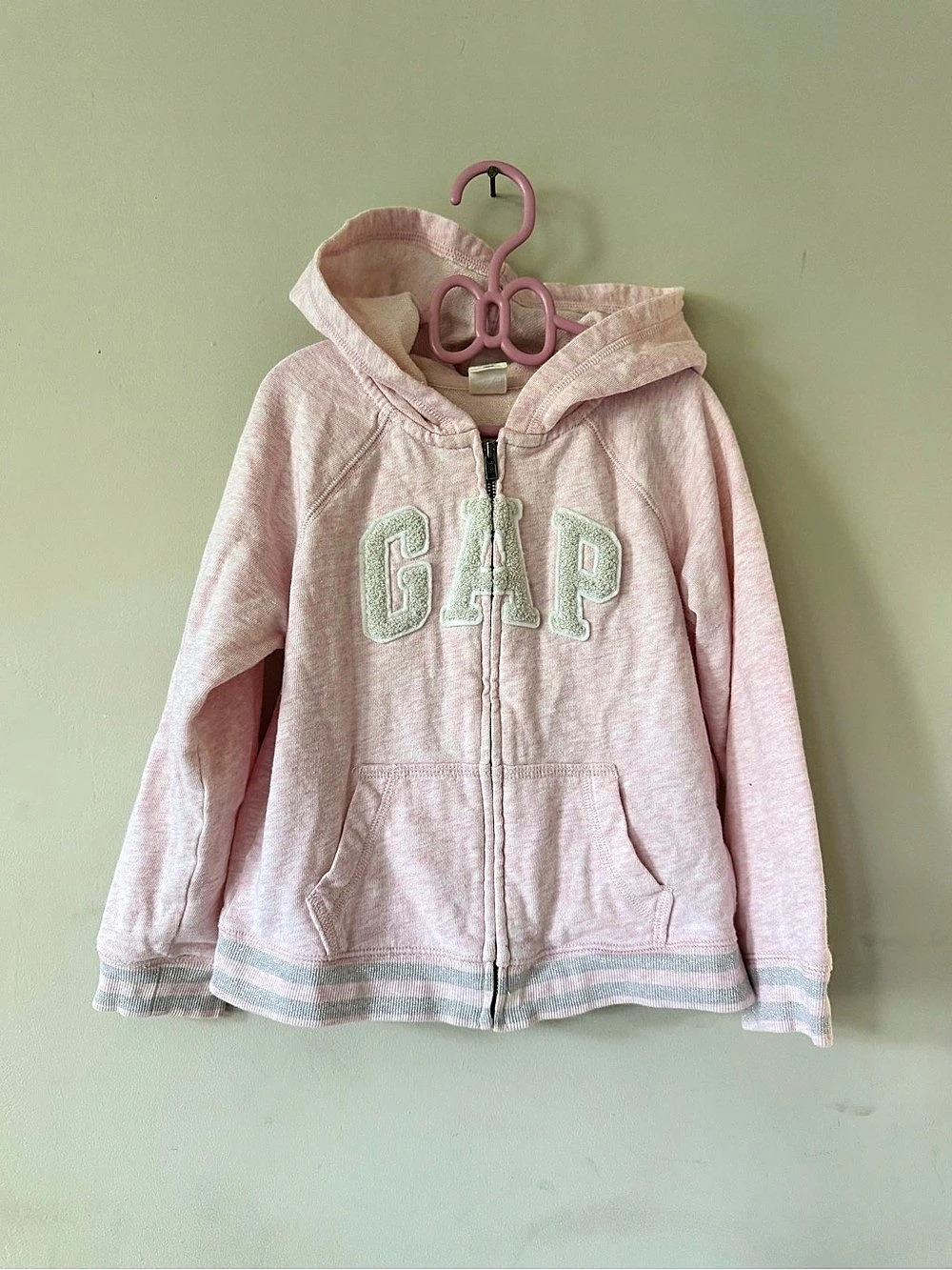 baby GAP Girls 5T Pink Metallic Striped Hooded Jacket
